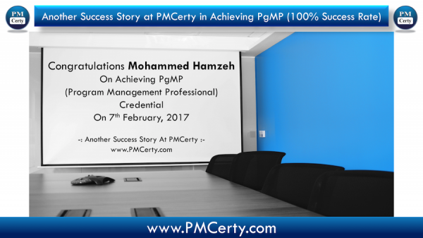 Congratulations Mohammed on Achieving PgMP..!