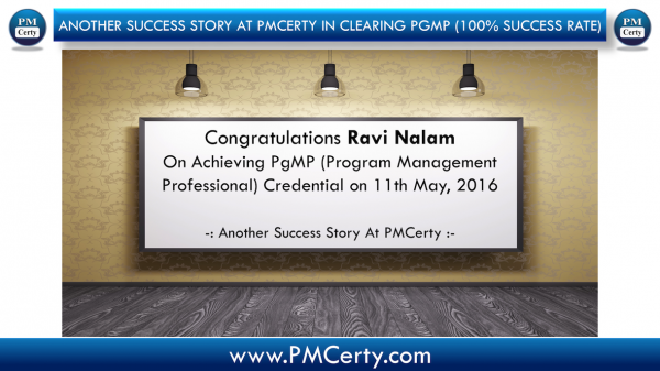 Congratulations Ravi on Achieving PgMP...!
